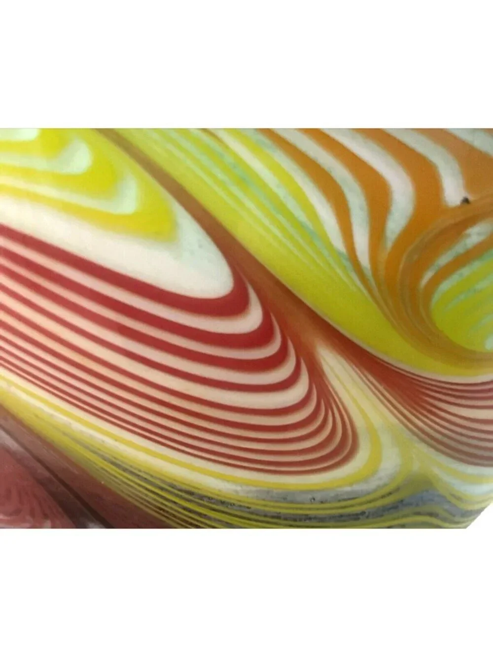 Swirl Art Glass Multi Color Red Orange Yellow Green Black Vase Heavy 7'X7